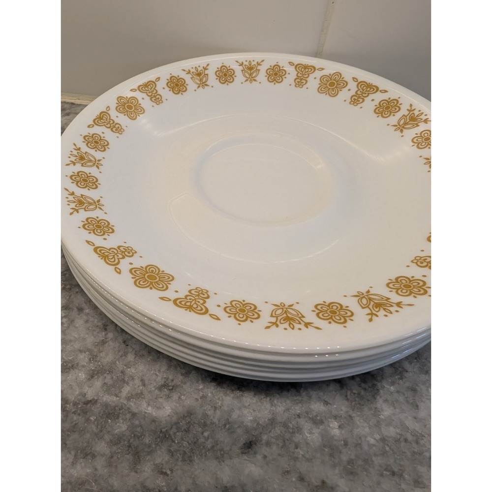 Vintage Lot 6 CORELLE By Corning BUTTERFLY‎ GOLD SAUCERS